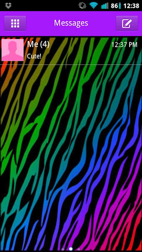 GO SMS Rainbow Zebra Theme