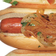 Harissa-Onion Dogs with Preserved-Lemon Relish