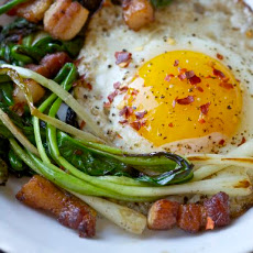 Fried Eggs with Bacon and Ramps