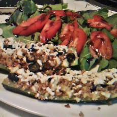 Olive-Cheese Zucchini Boats