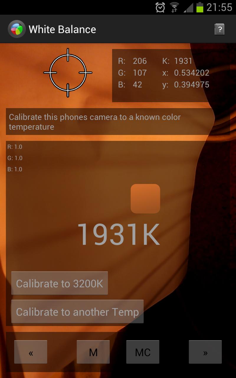 Android application White Balance screenshort