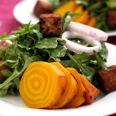 Roasted Yellow Beet Salad With Warm Maple Mustard Dressing