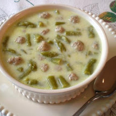 Asparagus Soup With Mini Meatballs