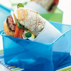 Grilled Steak Sandwiches with Brie, Roasted Peppers, and Watercress