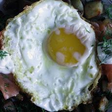 Smoked Salmon and Dill Hash with Fried Eggs