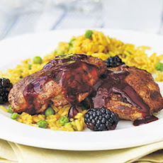 Five-Spice Grilled Chicken Thighs with Blackberry Glaze