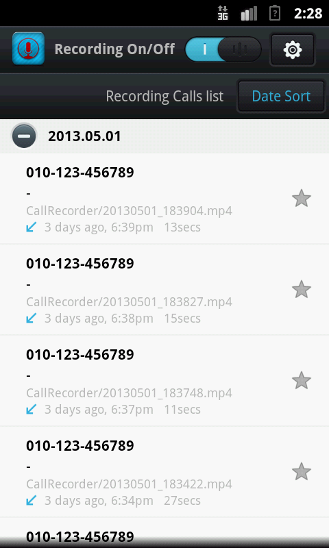 Android application Smart Auto Call Recorder Pro screenshort