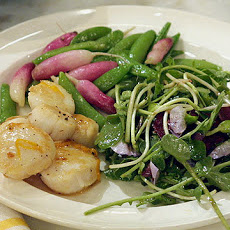 Seared Scallops with Sugar Snap Peas and Radishes