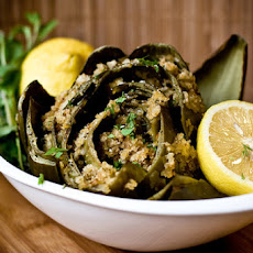 Stuffed Artichokes with Herbed Sundried Tomato Stuffing