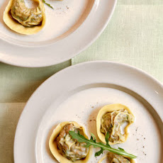 Jerusalem Artichoke Soup with Wild Mushroom Tortellini