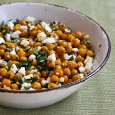Garlicky Roasted Chickpeas (Garbanzo Beans) with Feta, Mint, and Lemon