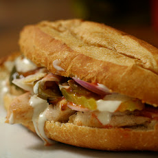 Healthy Grilled Chicken, Red Pepper, and Goat Cheese Sandwich