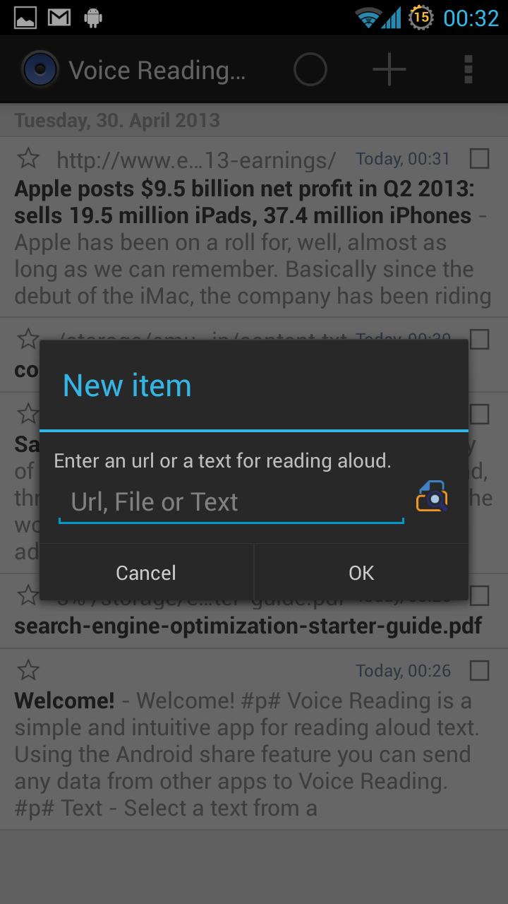 Android application Voice Reading Pro screenshort