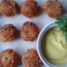 Curried Crab and Scallop Bites with Curry and Lime Mayo