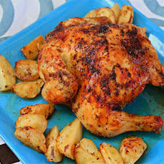 Roasted Greek Chicken and Potatoes In Lemon-Oregano Vinaigrette