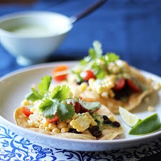 Corn, Tomato and Black Bean Tostadas with Creamy Cilantro Dressing
