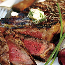 Grilled Rib-Eye Steaks with Parsley-Garlic Butter