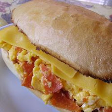 Scrambled Egg and Pepperoni Submarine Sandwich