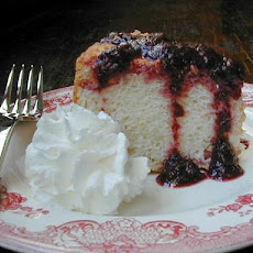 Lemon Angel Cake With Blueberry Sauce