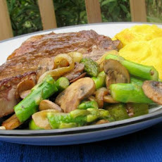 Roasted Asparagus, Onions and Mushrooms