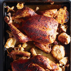 Paprika-Rubbed Chickens with Roasted Garlic