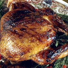 Grilled Turkey with Pomegranate-Black Pepper Glaze