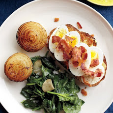 Egg-Bacon Toasts with Onions and Spinach