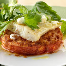 Skillet White Fish with Feta, Green Onion and Basil Salad