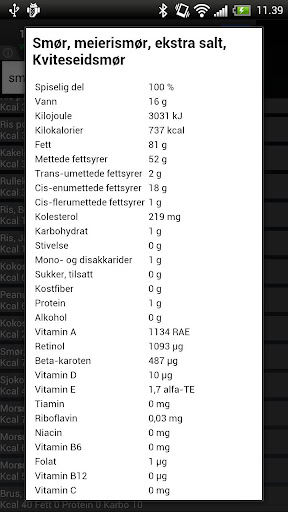 Norsk Mat Matvaretabellen