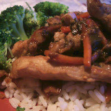 Orange Pork Stir Fry With Broccoli in Lime Butter