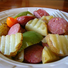 Smoked Sausage, Taters, Peppers and Onions Country Style