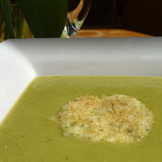 Spring Asparagus Soup with Warm Herbed Chevre Crouton