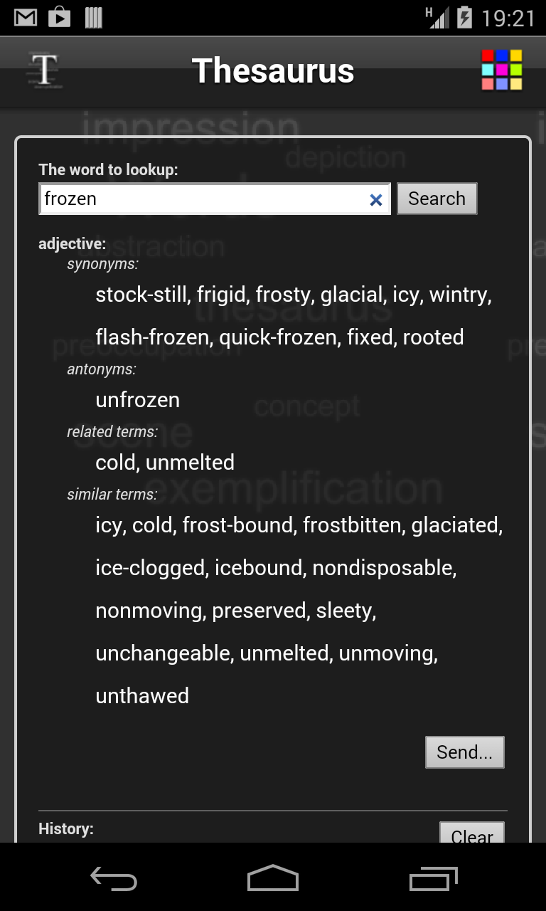 Android application Thesaurus screenshort