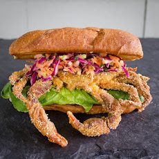 Cornmeal Crusted Soft Shell Crab with Buttermilk Apple Chive Slaw