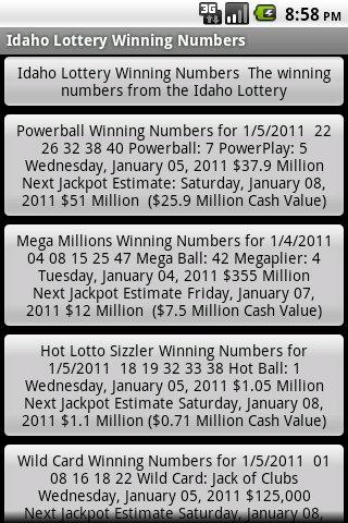 Idaho Lottery Winning Numbers