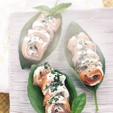 Smoked Salmon and Basil Rolls with Crème Fraîche