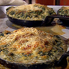 Cast Iron Baked Oysters Rockefeller Bacon Trinity, Creamy Dijon Spinach and Parmesan Bread Crumbs