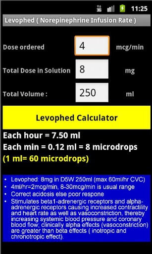 Levophed Infusion Rate