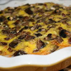 Cheesy Swiss Ham and Egg  Bake With Potato Crust