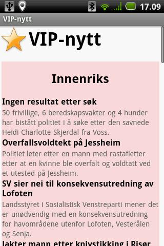 vip-nytt-norske-nyheter for android screenshot