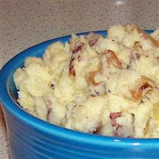 Caramelized Onion and Horseradish Smashed Potatoes
