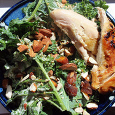 Make-Ahead Roast Chicken and Kale Salad with Tahini, Apricots, and Almonds