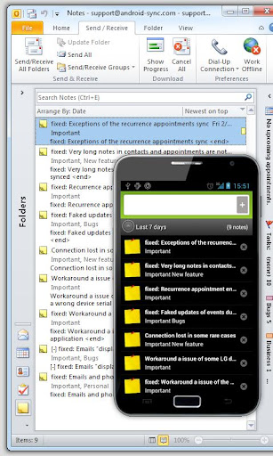 Outlook Note - USB Sync