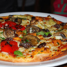 Eggplant (Aubergine) Mushroom Feta Pesto Pizza