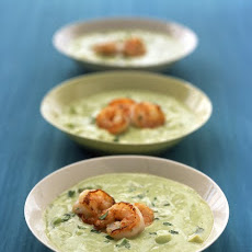 Avocado-Cucumber Soup with Shrimp
