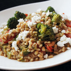 Skillet Barley with Broccoli, Feta and Tomatoes
