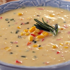 Corn Bisque with Red Bell Pepper and Rosemary