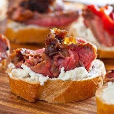 Flank Steak with Goat Cheese on Toast