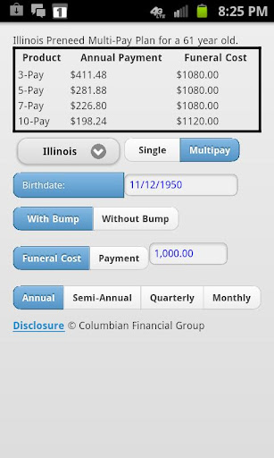 CFG Preneed Calculator