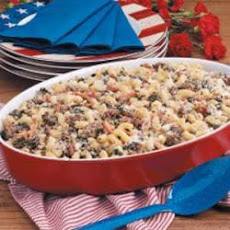 Spinach Beef Macaroni Bake